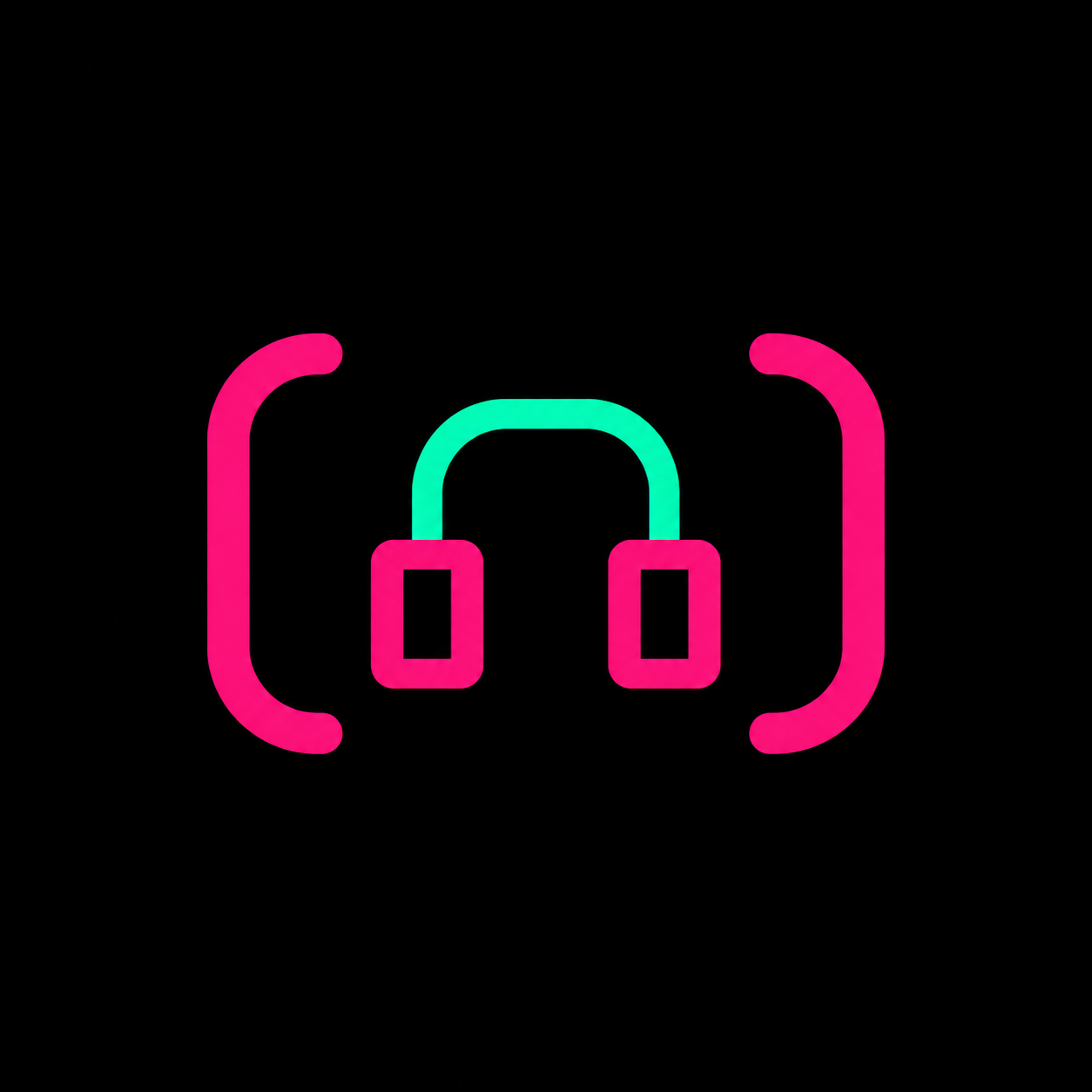 Capa do Papo Binário com símbolo de fones de ouvido em magenta e verde, entre parênteses, sobre fundo claro.